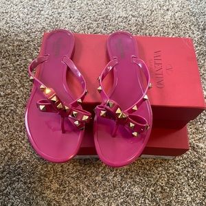 Used Pink Valentino Rock Stud Jelly Thong Sandals